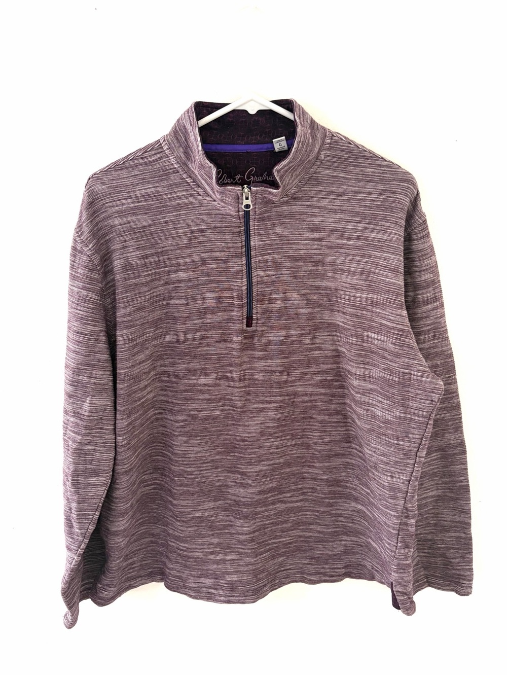 Robert Graham Ledson Long Sleeve Quarter Zip Knit Pullover, Size: Large